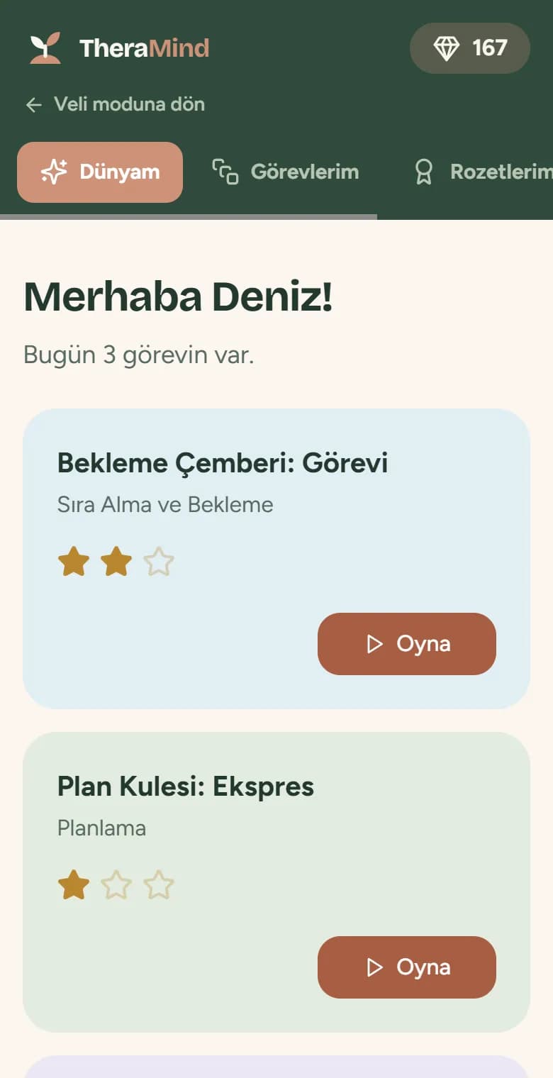 Telefonda çocuk modu: bugünkü görevler ve kristaller